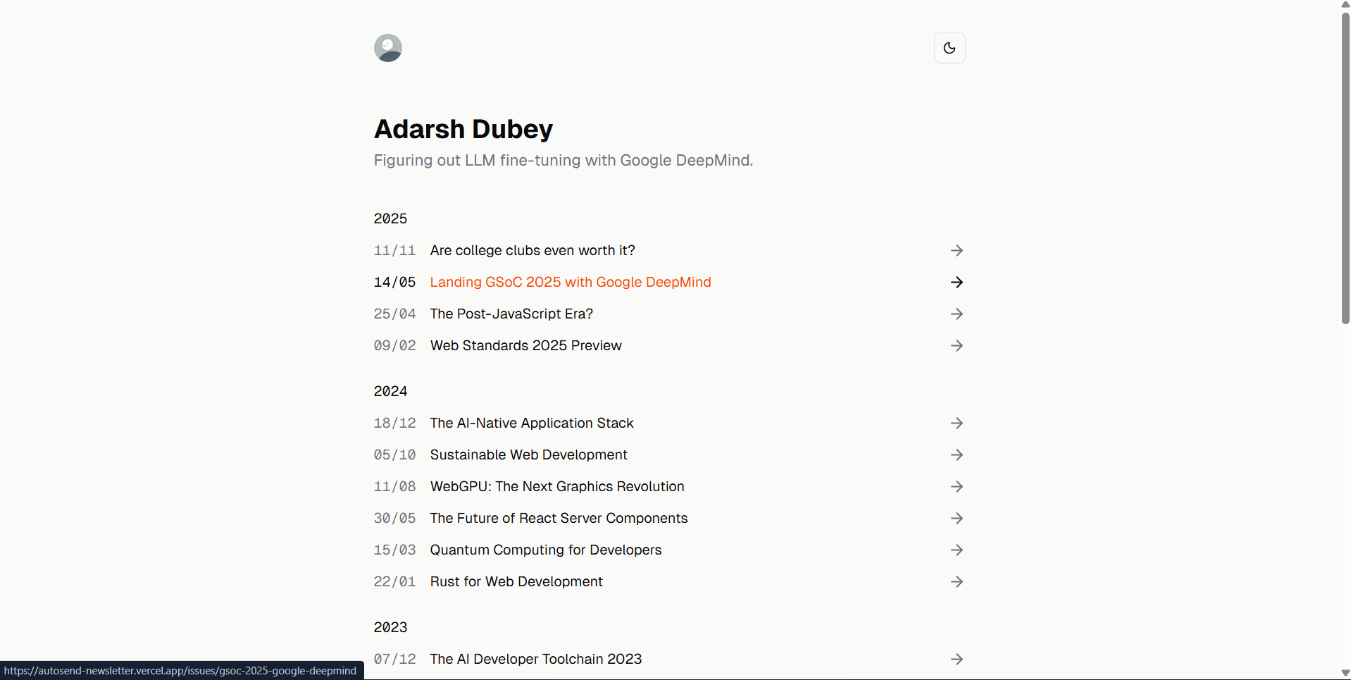Newsletter App Screenshot
